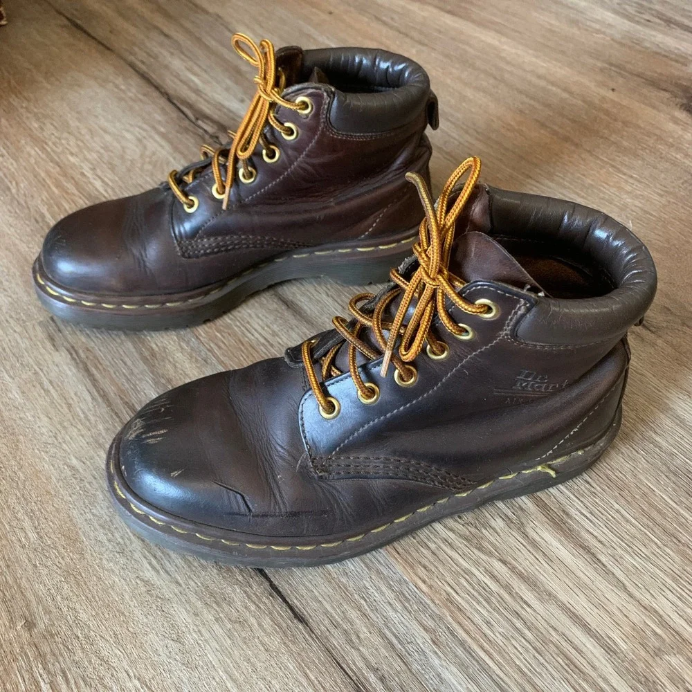 Vintage 90s Dr. Martens 939 dark brown leather boots - made in England - 6 mens